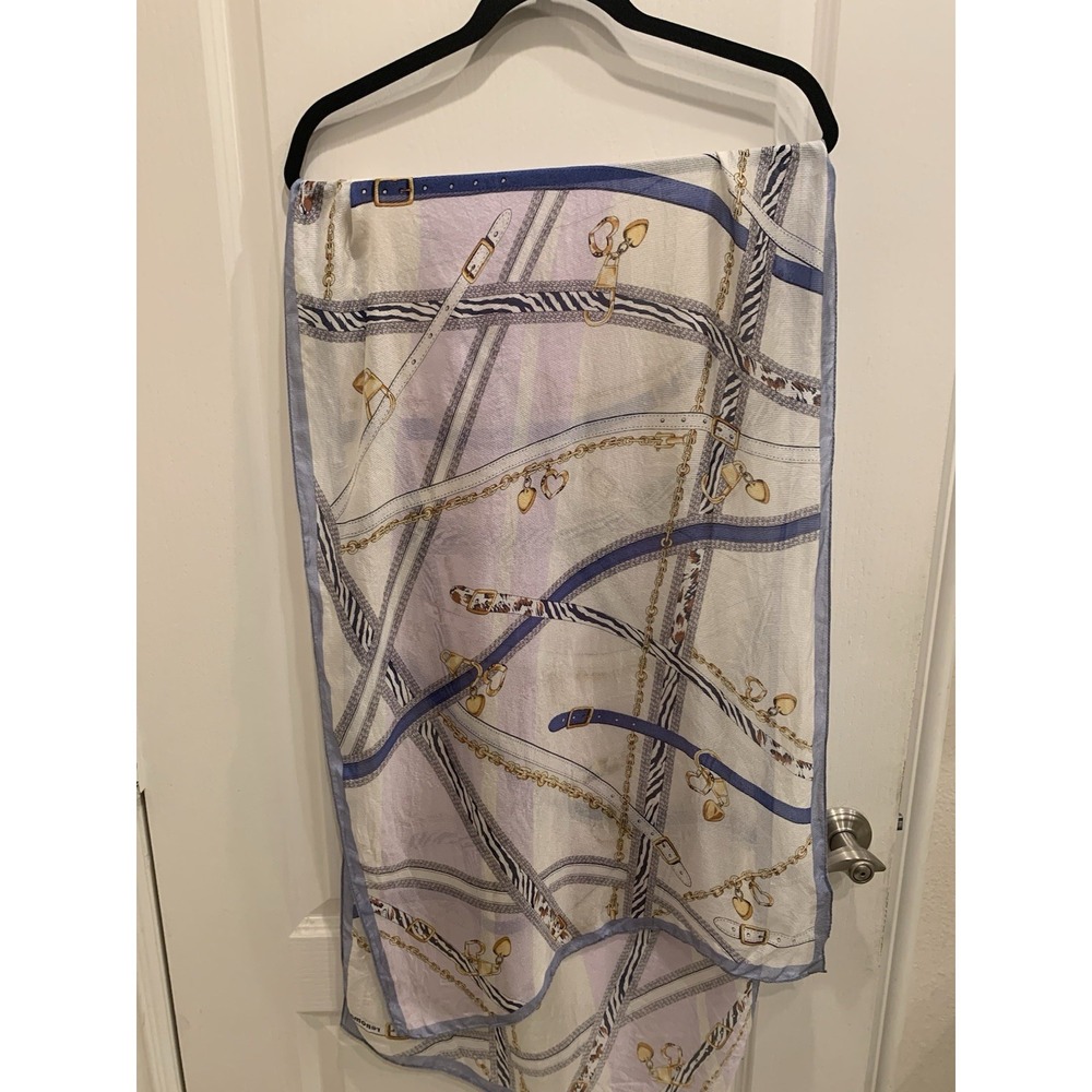 Renoma Blueβ and Gold Scarf 60 Inches Designed Is Belts Silk